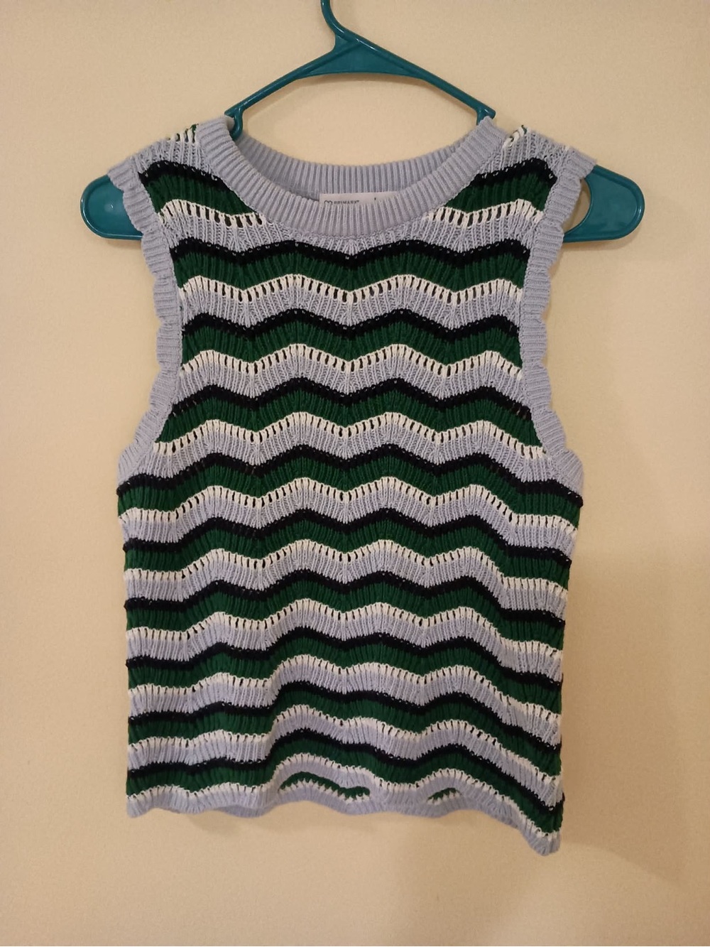 Primark Blue, Green & Black Zigzag Knit Tank Top